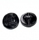 745 / lot de 2 boutons anciens en verre noir motif relief 13mm