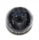 691 / petit bouton boule ancien en verre noir de finition argentée 9mm vendu à l'unité