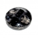 881r / petit bouton ancien verre ou jais noir motif argenté 11mm vendu à l'unité 