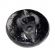 900r / bouton ancien en verre noir ou en jais gravé de fleur 14mm vendu à l'unité