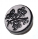 918r / petit bouton ancien original en verre noir ou en jais fleur 11mm vendu à l'unité