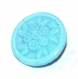 943r / bouton ancien en pâte de verre bleu motif fleur 13mm vendu à l'unité