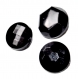 962r / lot de 3 boutons anciens en verre noir facetté différents 