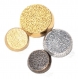 966r / mercerie lot de 4 boutons assortis en métal doré argenté cuivré