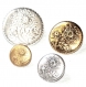 980r / mercerie lot de 4 boutons assortis métal doré argenté fleur originale