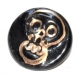 1006r / bouton original en céramique émaillée noir crâne contours dorés 20mm