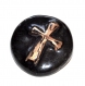 1008r / bouton original en céramique émaillée noir croix doré 22mm