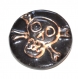 1014r / bouton original céramique émaillée noir tête de mort contours doré 30mm