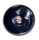 1037r / bouton ancien en verre bleu marine et argenté 27mm
