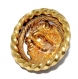844r / beau bouton ancien en métal doré tête de lion 21mm