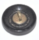 1055r / petit bouton ancien en verre noir dôme facetté tige laiton 13mm
