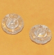 1032r / lot de 2 boutons anciens en verre transparent fleur 14mm