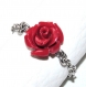 6156b / bague fine chaine chainette acier inoxydable rose rouge t 50 bijou
