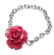 6156b / bague fine chaine chainette acier inoxydable rose rouge t 50 bijou