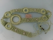 Ensemble ceinture 6 anneaux en raphia végétal et son bracelet assorti offert ,vert,crocheté main, upcycling 