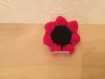 Broches fleur puff rouge/  noir - blanc/ noir crochetées  main