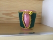 Mug bois de rose habillé au crochet de vert/ protection tasse crochetée main