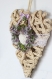 Coeur romantique en ficelle tressée, décoration à suspendre- coeur, dentelle, petites fleurs et ruban - décoration printanière - vert violet