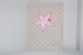 Protège carnet de santé en coton taupe étoiles blanches - motif : étoile :blanche à pois rose / fushia - personnalisable