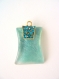 Pendentif acrylique, métal or et strass turquoise,grand pendentif rectangle