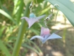 Boucles d'oreilles grue origami roses et bleues