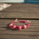 Bracelet shamballa pour femme/homme - série les marins - coton rose et perles de verre roses et rouges