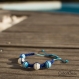 Bracelet shamballa pour femme/homme - série les marins - coton bleu foncé et perles de verre bleues et blanches