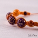 Bracelet shamballa pour femme/homme - coton orange et perles orange et violettes
