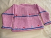 Gilet en tricot rose bleu,pour petite fille -- pièce unique 