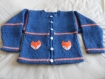 Gilet en laine bleu, orange- pour garçon 3/4 ans -pièces unique