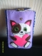 Pochette pour portable en feutrine doublée tissu avec chaton et coeur