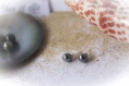 Boucles d'oreilles clou argent et perles de tahiti
