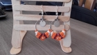 Boucles d'oreilles oranges motif ethnique 