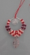 Collier cercle rouge/blanc  avec perles argentées