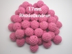 5 perles en crochet 17mm coloris rose rhododendron 