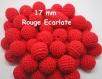 5 perles en crochet 17mm coloris rouge ecarlate