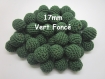 5 perles en crochet 17mm coloris vert foncé