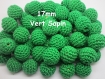 5 perles en crochet 17mm coloris vert sapin