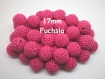5 perles en crochet 17mm coloris fuchsia