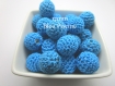 5 perles en crochet 17mm coloris bleu piscine