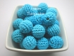 5 perles en crochet 17mm coloris turquoise