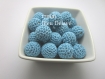 5 perles en crochet 17mm coloris bleu délavé