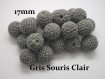 5 perles en crochet 17mm coloris gris souris clair
