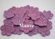 2 fleurs en crochet 3,5 cm coloris mauve