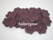 2 fleurs en crochet 3,5 cm coloris aubergine