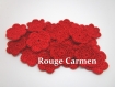 2 fleurs en crochet 3,5 cm coloris rouge carmen
