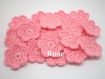2 fleurs en crochet 3,5 cm coloris rose