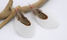 Boucles d'oreilles olathe plumes blanches - ethnic feather - bijoux ethniques - bijoux indiens - grizzly