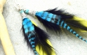 Boucles d'oreilles plumes winema - ethnic feather  - bijoux ethniques - bijoux indiens - grizzly, boucles oreilles en  plumes naturelles