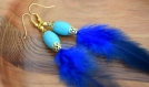 Boucles d'oreilles plumes tekoa - plume chic perle howlite -  ethnic feather - bijoux ethniques - bijoux indiens - boho